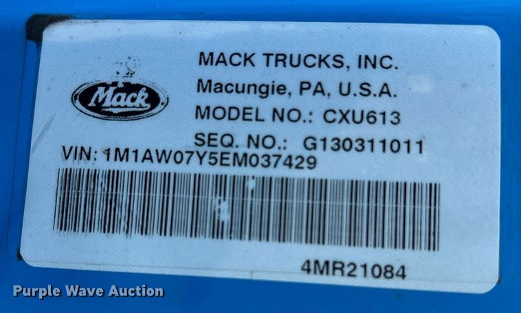image for item EL8997 2014 Mack CXU613 semi truck