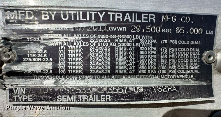 image for item ER8151 2012 Utility VS2RA refrigerated van trailer