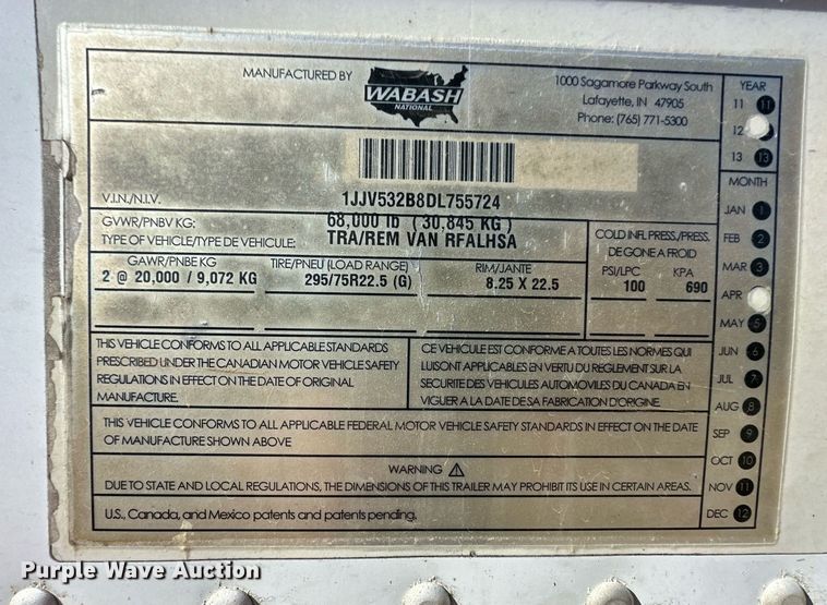 image for item ER8158 2013 Wabash RFALHSA refrigerated van trailer