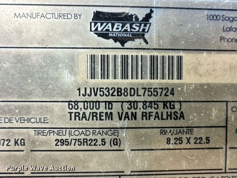 image for item ER8158 2013 Wabash RFALHSA refrigerated van trailer