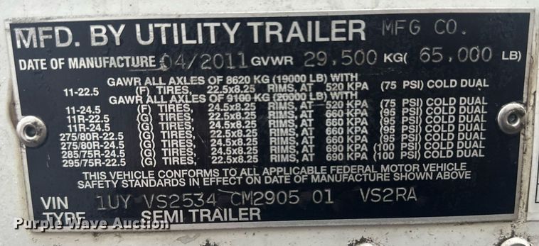 image for item ER8228 2012 Utility refrigerated van trailer