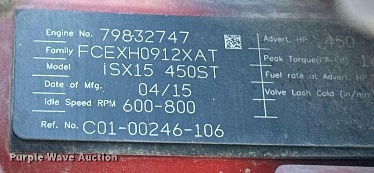 image for item ER8335 2016 Freightliner Cascadia 125 semi truck