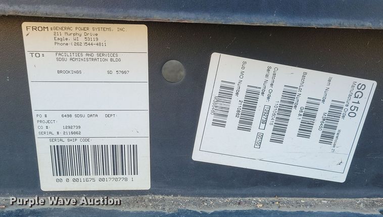 image for item DN3647 2011 Generac generator