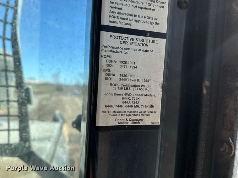 image for item DO7639 2009 John Deere 724K high lift wheel loader