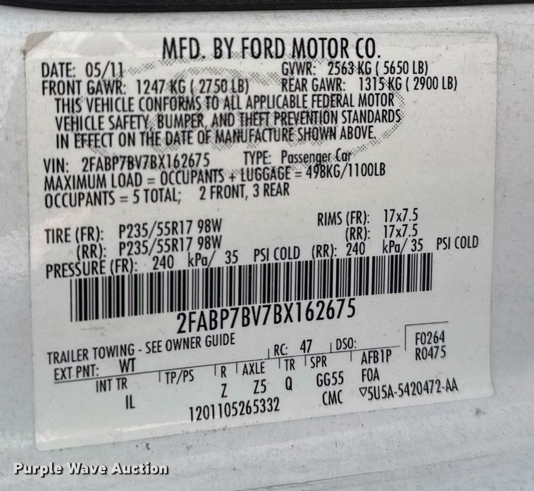 image for item DO7644 2011 Ford Crown Victoria Police Interceptor 