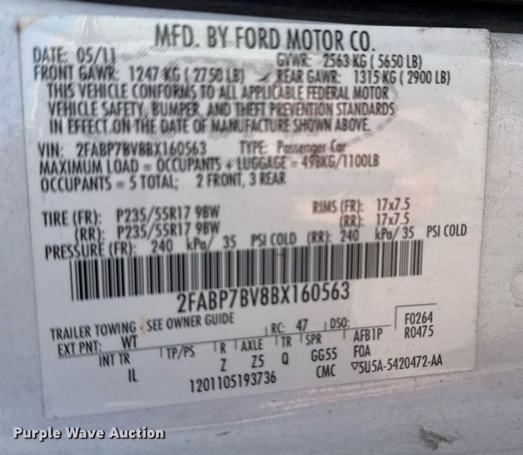 image for item DO7645 2011 Ford Crown Victoria Police Interceptor 