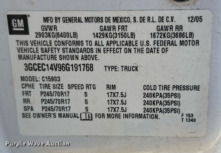 image for item DP5988 2006 Chevrolet Silverado 1500 pickup truck