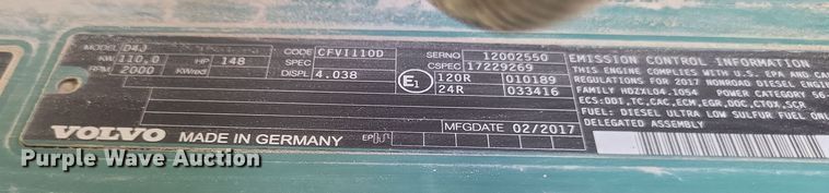 image for item DQ3796 2017 Volvo DD120C double drum vibratory roller