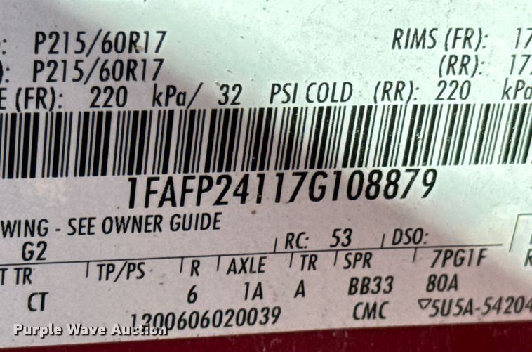 image for item DU9588 2007 Ford Five Hundred SEL 