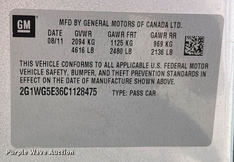 image for item DU9589 2012 Chevrolet Impala LT 