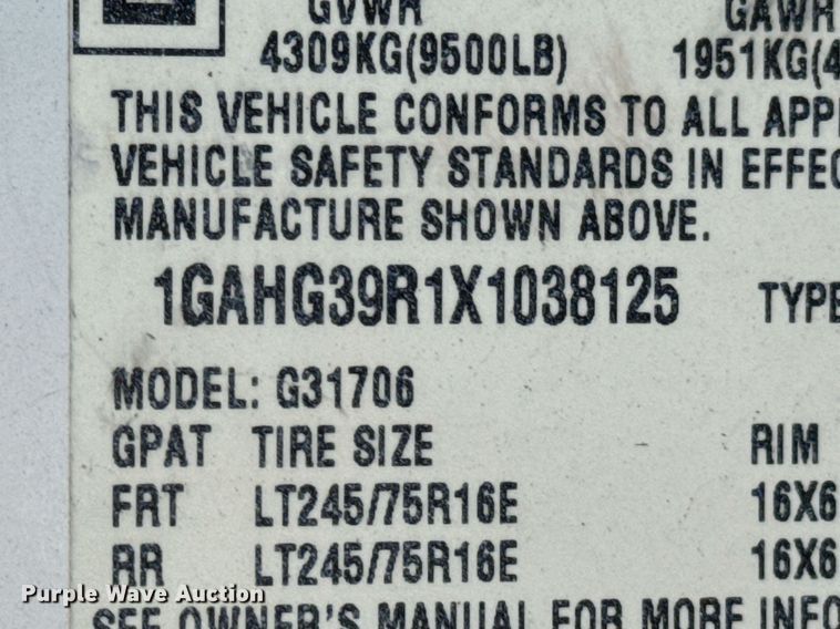 image for item DU9590 1999 Chevrolet Express 3500 van