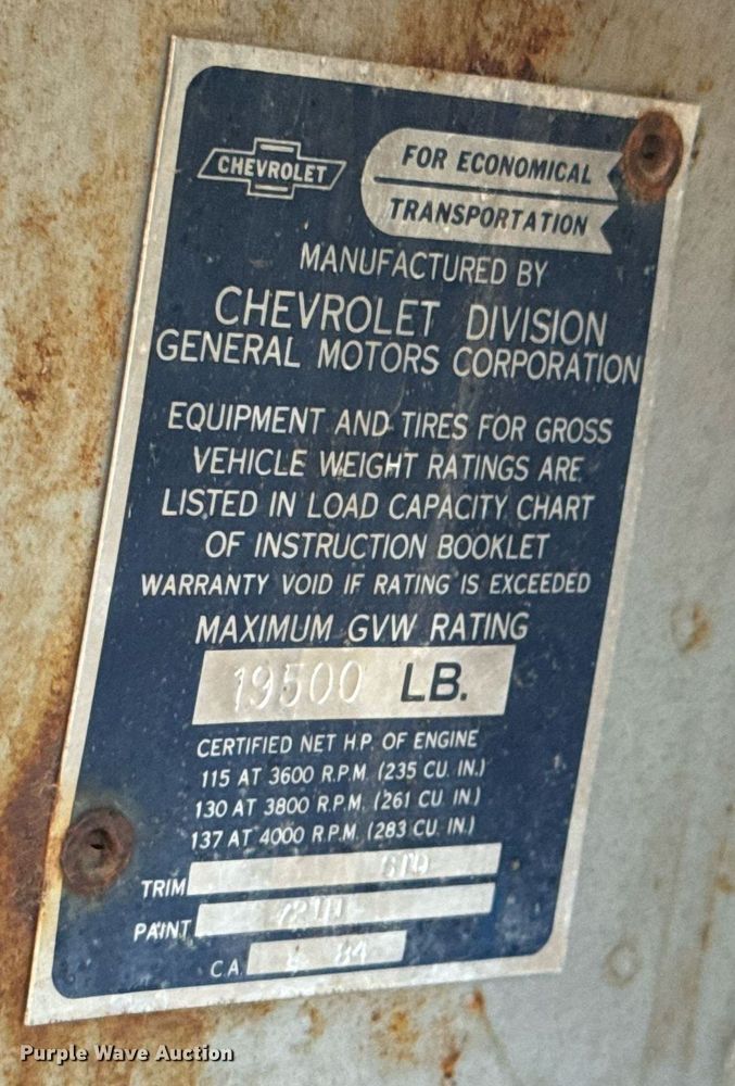 image for item DU9595 1960 Chevrolet C60 dump flatbed truck