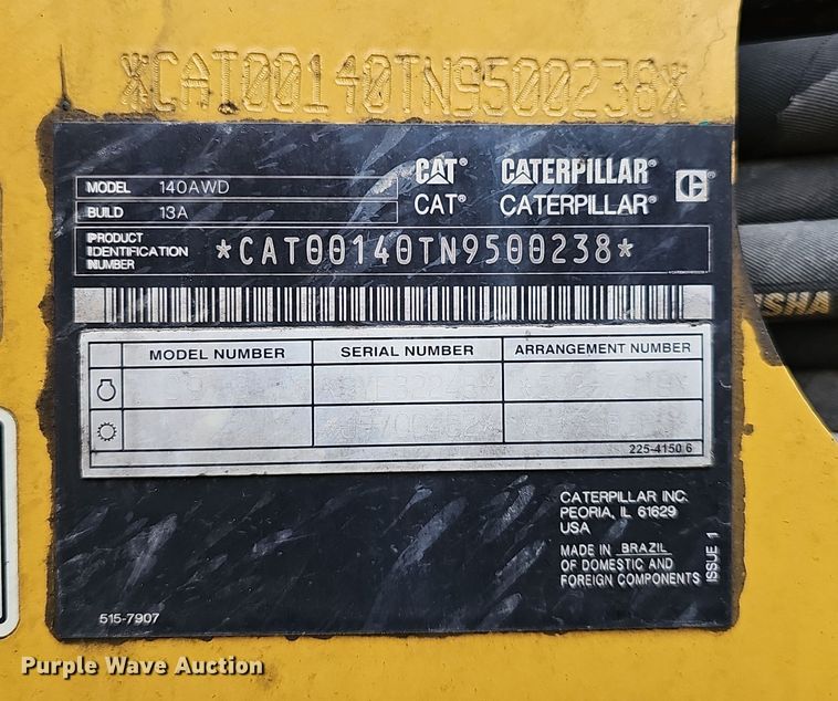 image for item DV0058 2019 Caterpillar  140 AWD motor grader