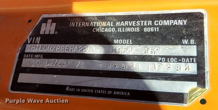 image for item DV6595 1984 International  1954 dump truck