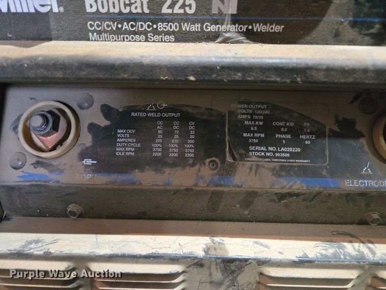 image for item DX1604 Miller Bobcat 225 welder/generator