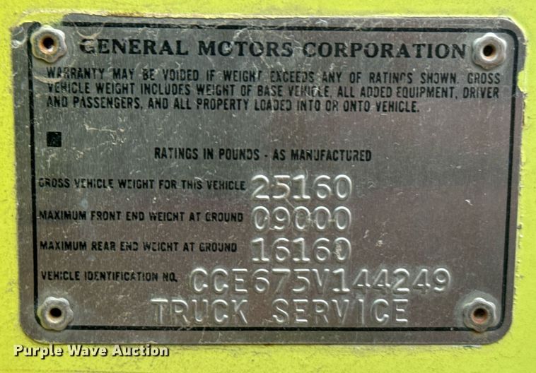 image for item DX3738 1975 Chevrolet C65 pumper fire truck