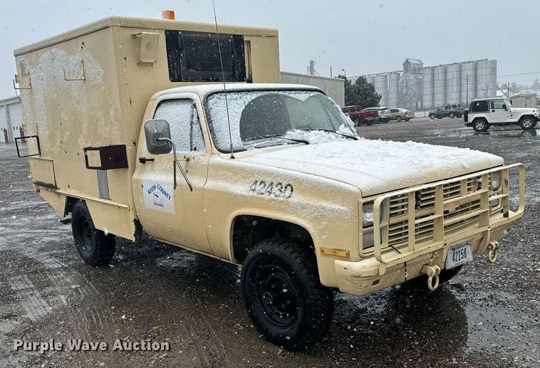 image for item DX3766 1984 Chevrolet D30 Military Postal Unit box truck