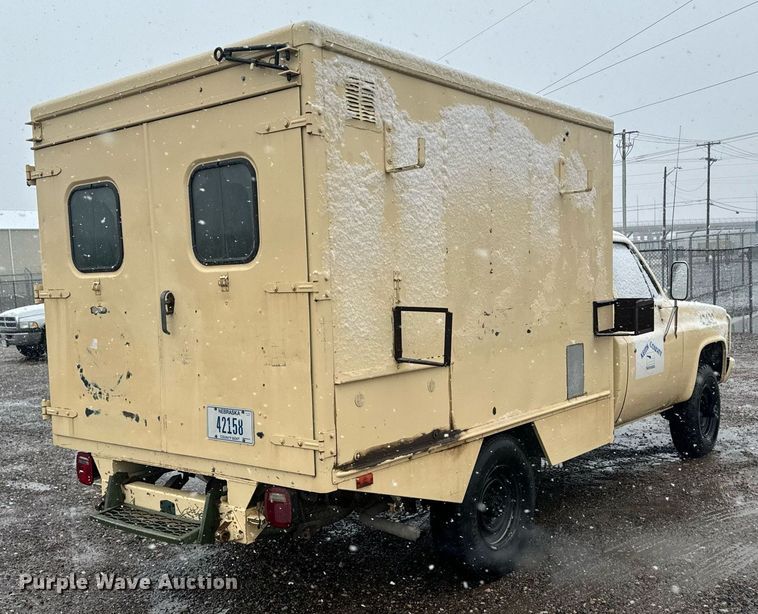 image for item DX3766 1984 Chevrolet D30 Military Postal Unit box truck