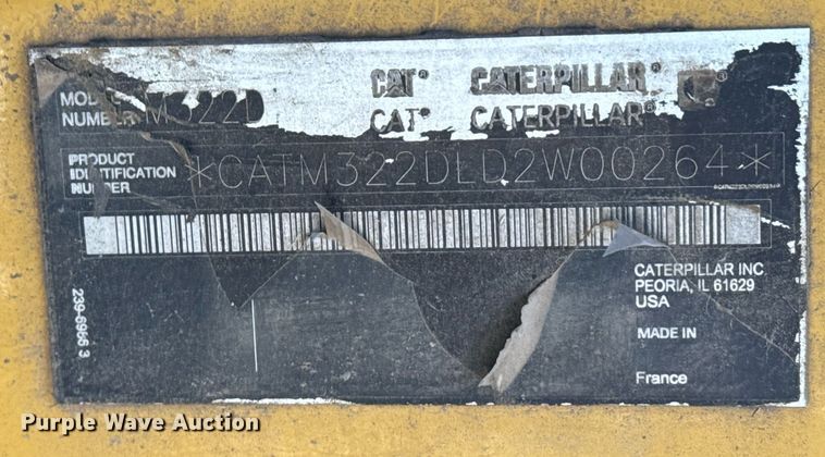image for item DX3846 2011 Caterpillar M322D wheeled excavator