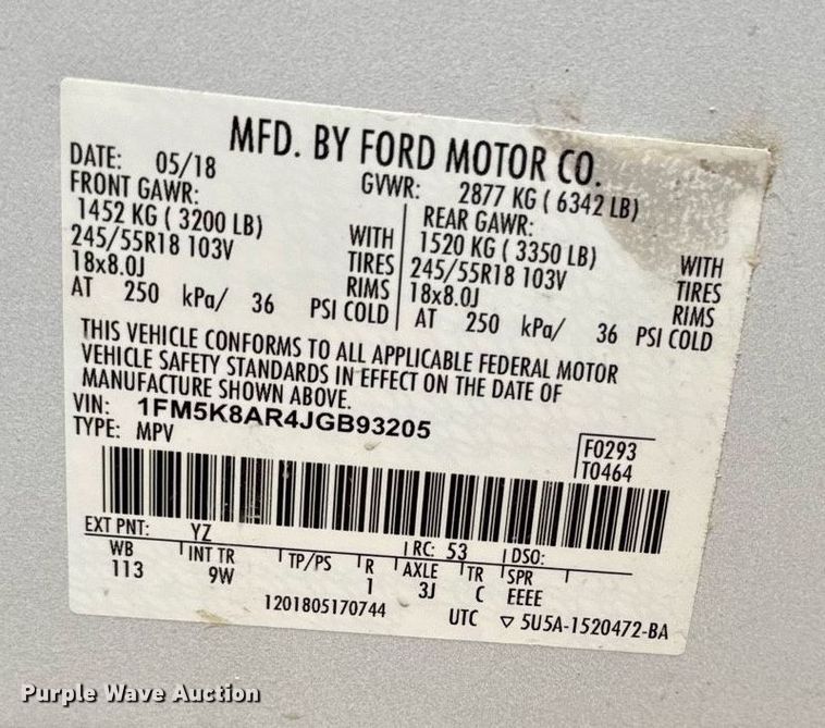 image for item EG6980 2018 Ford Explorer Police Interceptor  SUV