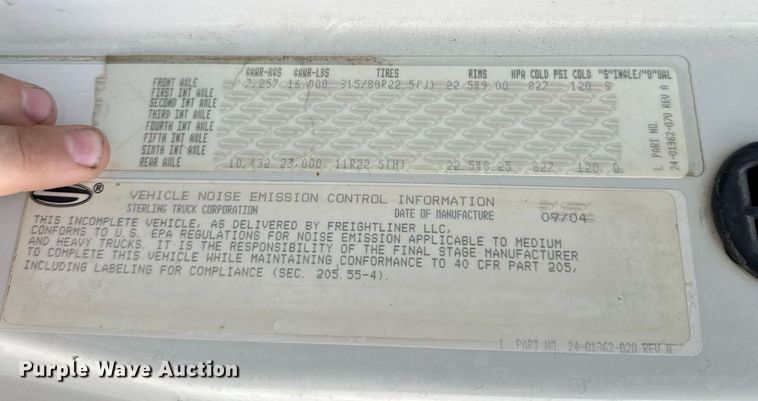 image for item EG7001 2005 Sterling L8500 dump truck