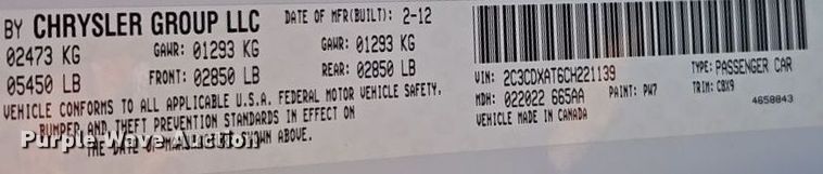 image for item EI8575 2012 Dodge Charger Police 