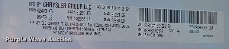 image for item EI8575 2012 Dodge Charger Police 