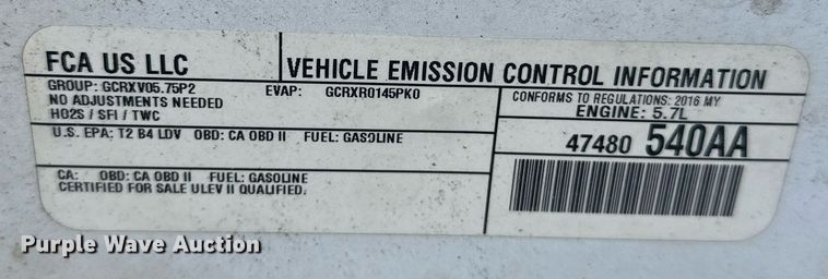 image for item EJ5150 2016 Dodge Charger Police 