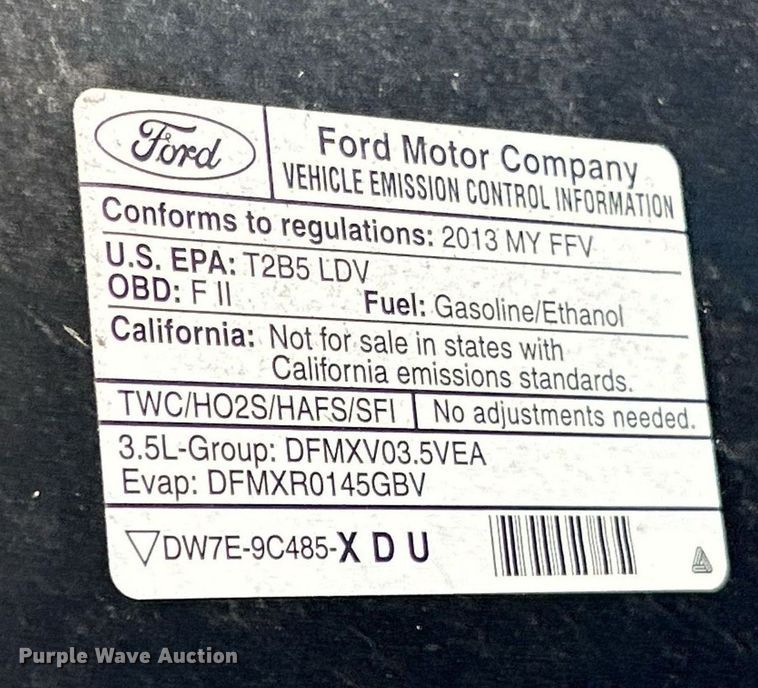 image for item EK3698 2013 Ford Taurus Police Interceptor  