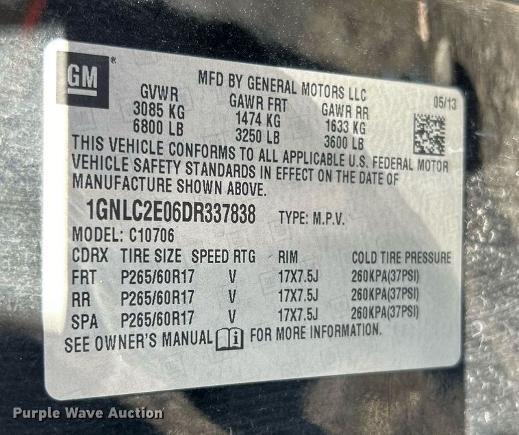 image for item EK3700 2013 Chevrolet Tahoe Police SUV