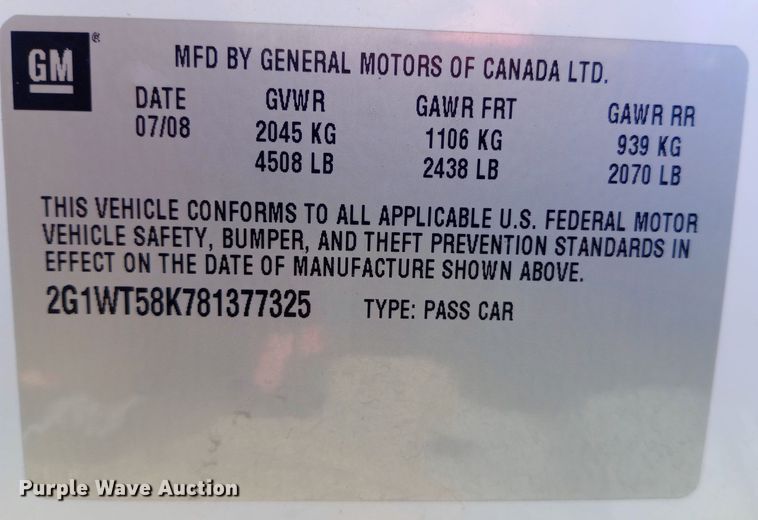 image for item EN8564 2008 Chevrolet Impala LT 