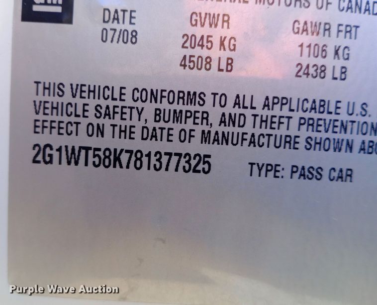 image for item EN8564 2008 Chevrolet Impala LT 