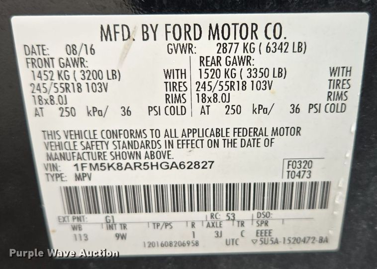 image for item EQ3629 2017 Ford  Explorer Police Interceptor  SUV