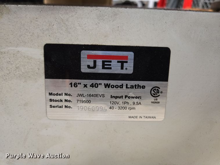image for item EQ3708 Jet  JWL-1640EVS Wood Lathe 