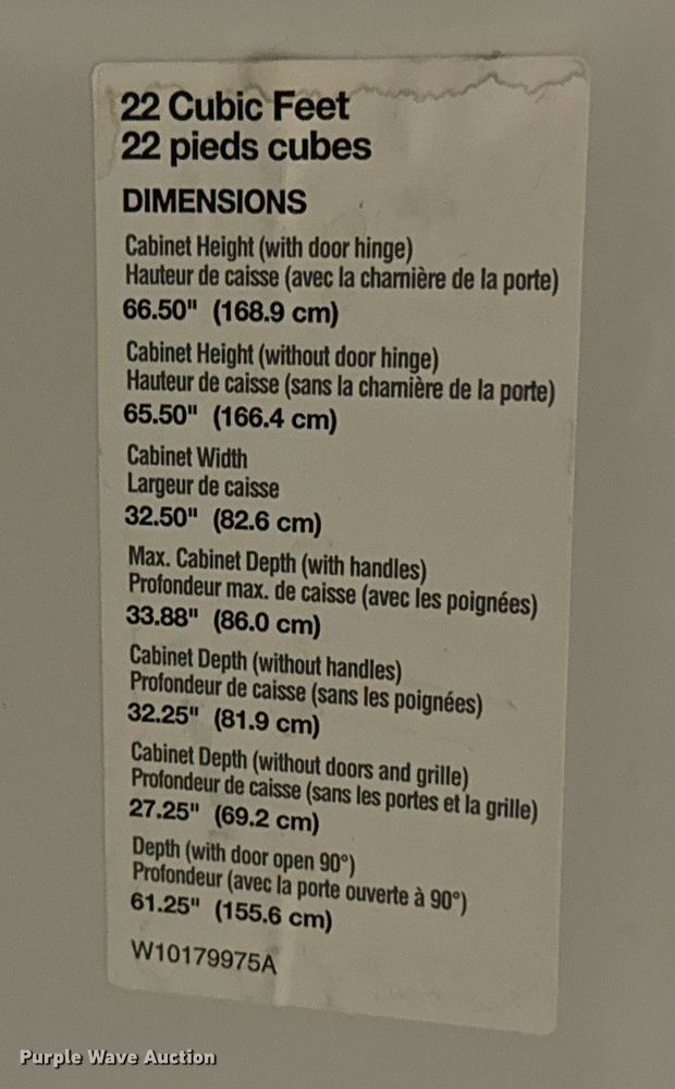 image for item LH9294 2010 Whirlpool W2RXEMMWQ01 refrigerator 