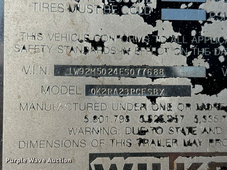 image for item MS9974 2014 Wilkens  OK2RA23PCFSBX walking floor trailer