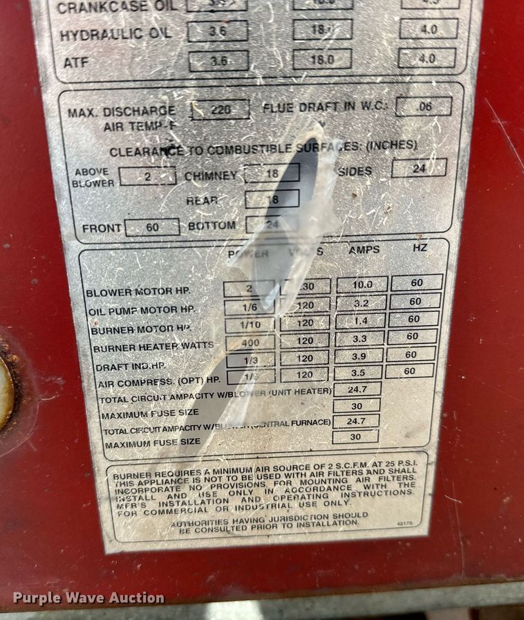 image for item MS9978 Clean Burn  CB5000 waste oil heater