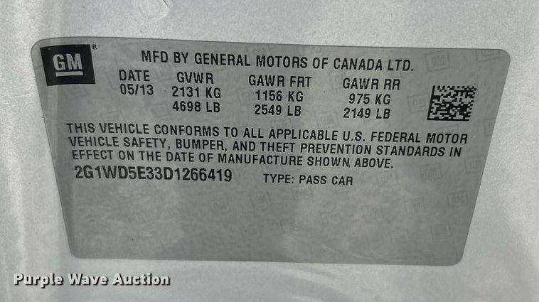 image for item NJ9594 2013 Chevrolet Impala 