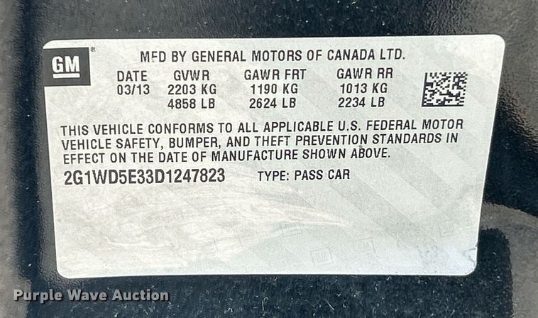 image for item NJ9598 2013 Chevrolet Impala 