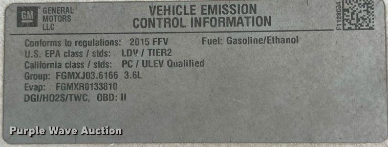 image for item NQ9104 2015 Chevrolet Impala Police  