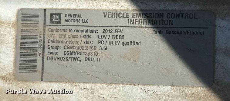 image for item NQ9118 2012 Chevrolet Impala 