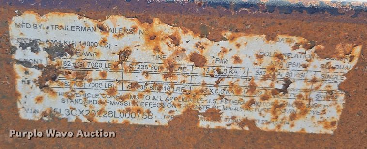 image for item DK0557 2008 Trailerman CTT7416N14 tilt deck equipment trailer