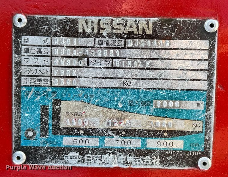 image for item DQ3135 Nissan NJ01 forklift