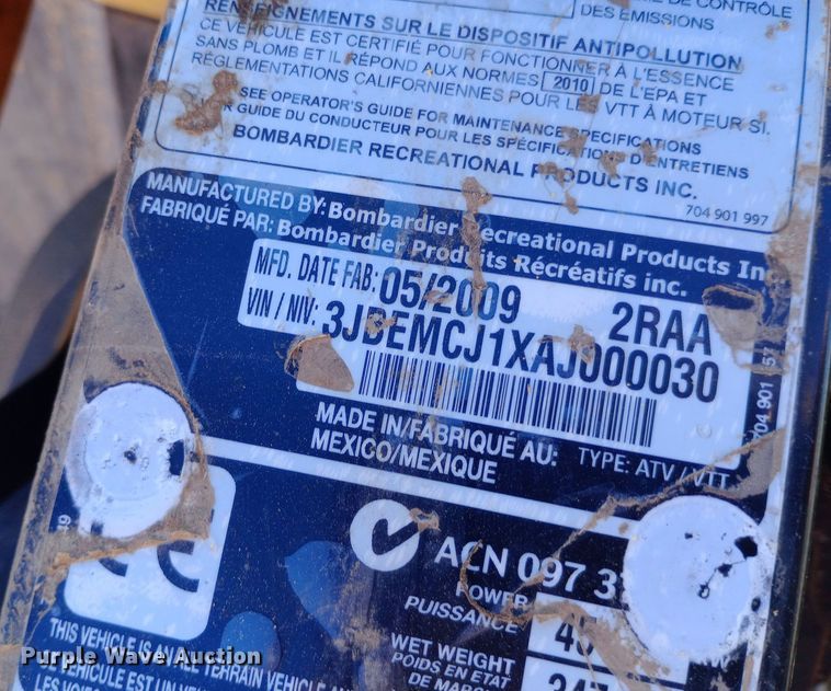 image for item DQ3155 2010 Can-Am ATV