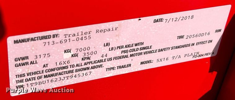 image for item DS3119 2019 Trailer Repair  5x16 Pitmaker bbq trailer