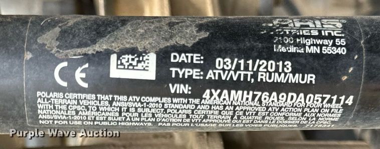 image for item DT2144 2013 Polaris  Sportsman 800 ATV