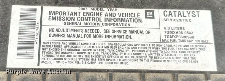 image for item DT2215 2007 GMC Savana G3500 box truck