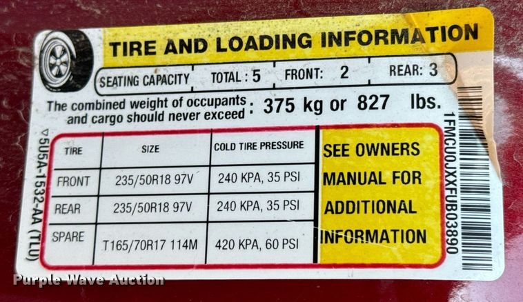 image for item DU9596 2015 Ford Escape Titanium SUV