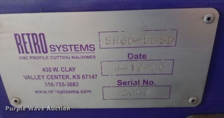 image for item DW0858 2006 Retro Systems SH60-EBSD CNC plasma table 