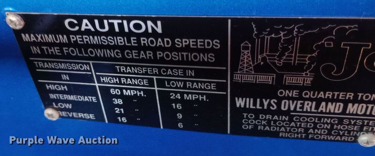 image for item DW0937 1954 Willys Jeep SUV